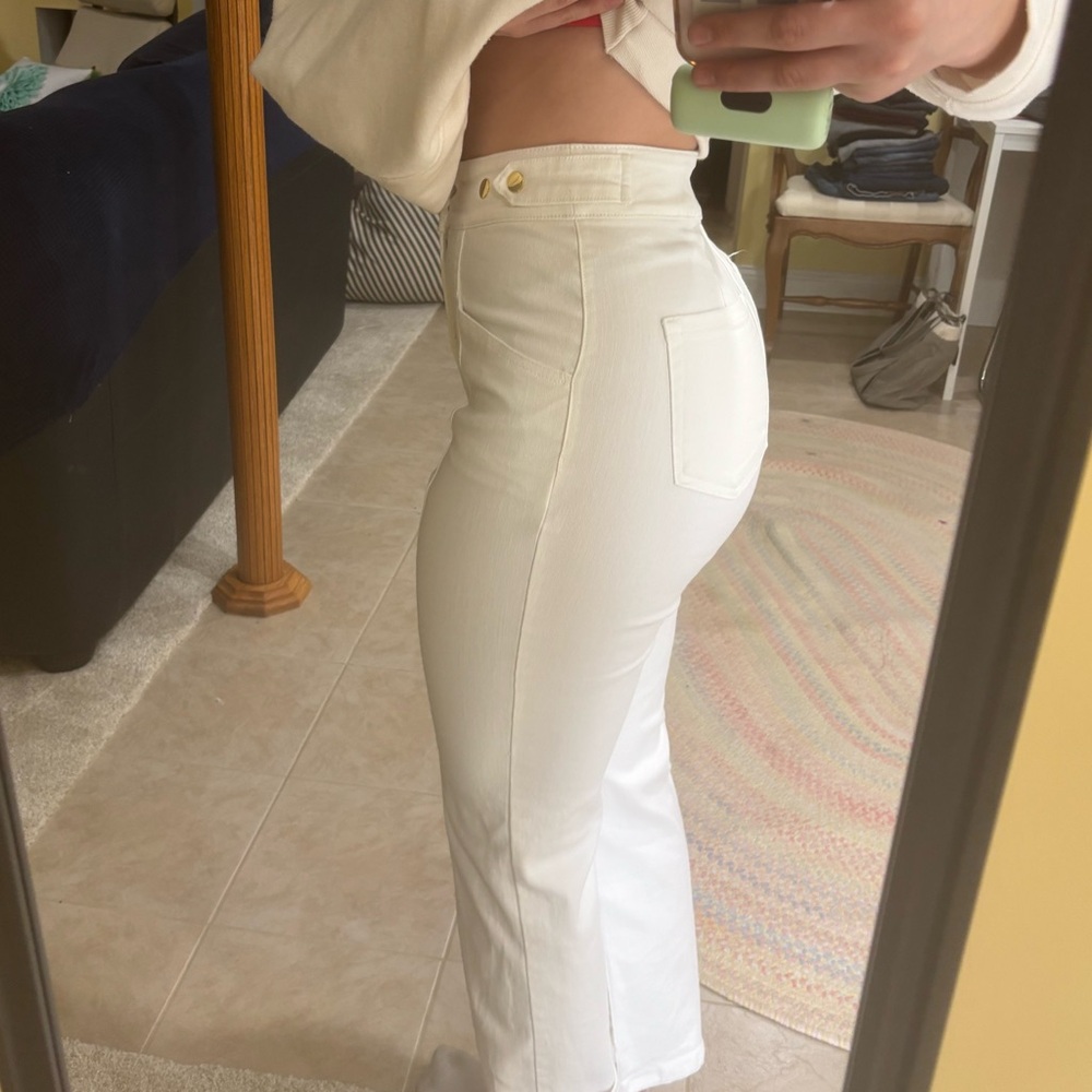 INC International Concepts Flare High Rise White Pants